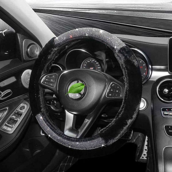 Upgrade Luxus Strass Auto Lenkrad Abdeckung Plüsch Auto Auto Grip Winter Warme Bling Auto Zubehör Innen Für Mädchen Frauen