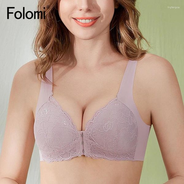 Reggiseni Folomi Reggiseno sexy per donna Chiusura frontale in pizzo Bralette Lingerie senza fili Reggiseno push up