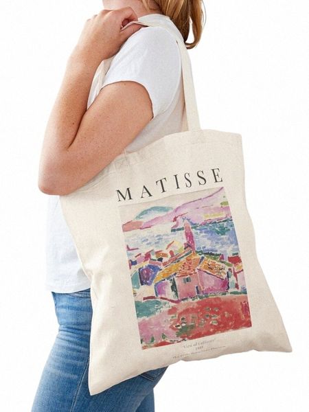 Henri Matisse Colliouure Sergi Tote Çanta Yeniden Kullanılabilir Canvas Fi Mağaza Market Okulu FEMAL GRIL Kadınlar Pers B5YH#