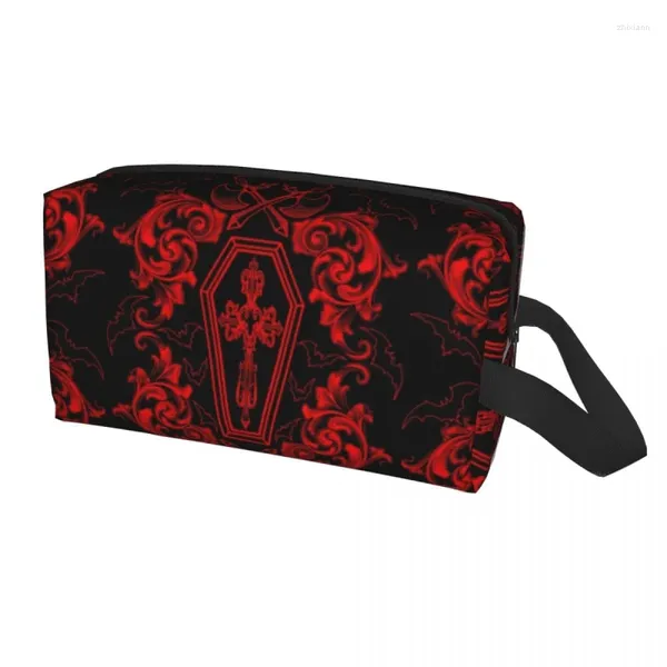 Kosmetiktaschen Benutzerdefinierte Gothic Vampire Reisetasche Frauen Halloween Haunted Mansion Makeup Toilettenartikel Organizer Lady Beauty Storage Dopp Kit