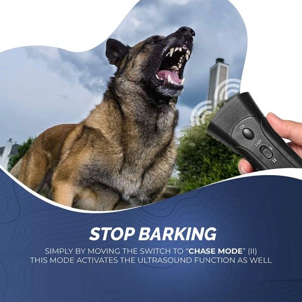 Ultraschall -LED -Laser -Haustierhund -Repeller Doppelkopf Doppelhorn Anti Barking Stop Rinde Training Geräte -Trainer ohne Batterie