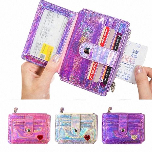 2021 Babysbreath Laser Brilhante Cartão Bolsa Meninas Carteira de Motorista Bolsa Heart Hasp ID Titular do Cartão de Crédito Caso Busin Card Bags C4B2 #