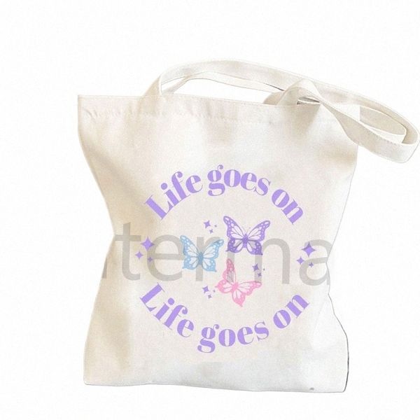 life Goes On Shop Borse regalo anime Borsa tote ispirata Borsa shopper Kpop borse carine borsa di tela supermercato O1Ql #