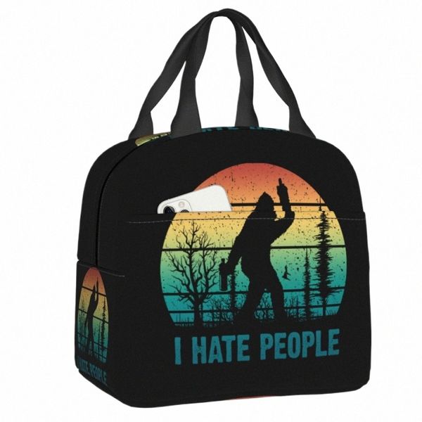 Bigfoot I Hate People Lunch Bag Mulheres Portátil Cooler Lancheira Isolada Térmica para Trabalho Escolar Multifuncti Food Tote Bags n23U #