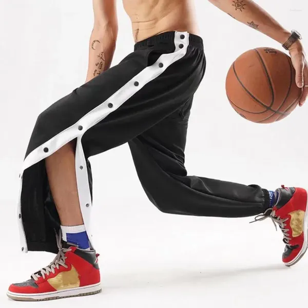 Pantaloni da uomo Pantaloni da uomo con tasca laterale Vestibilità ampia Sport con chiusura a bottoni Vita elastica per allenamento in palestra Jogging traspirante