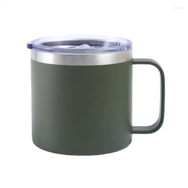 Tazze La tazza isolata in acciaio inossidabile da 14 once a doppia parete con manico può essere utilizzata come tazza per frullato di caffè con coperchio da viaggio