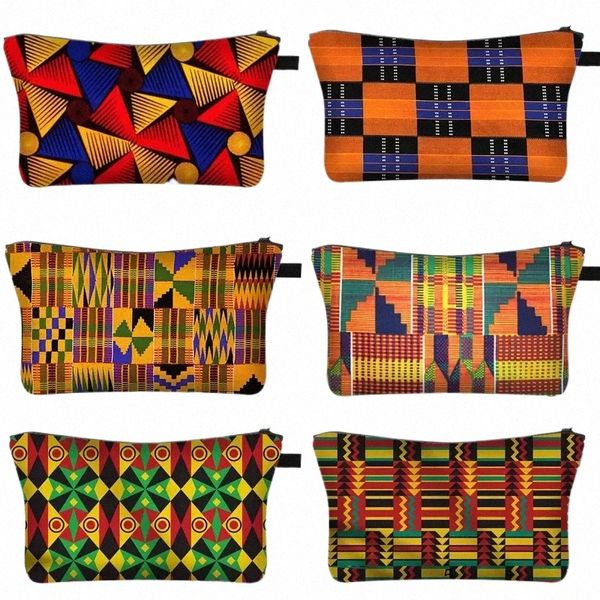 Mulher africana imprimir saco cosmético afro senhoras sacos de maquiagem fi meninas caso cosmético portátil sacos de armazenamento batom para viagens u7TY #