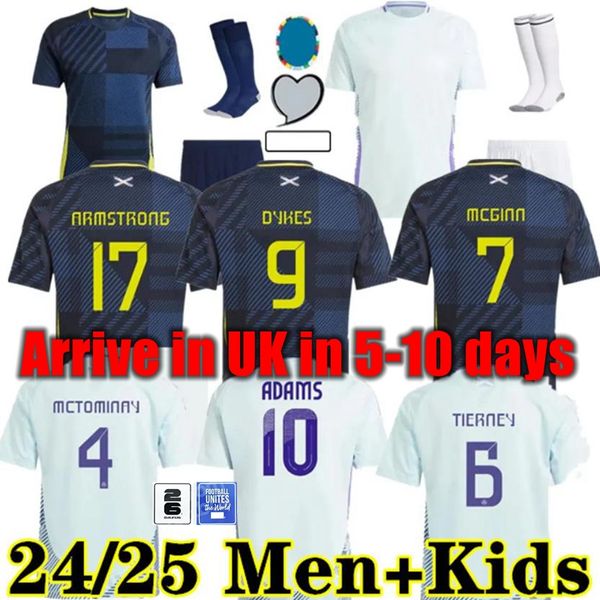 2024 Scotland Soccer Jerseys Home Away Tierney Dykes Adams 24 25 Camisa de futebol Christie McGregor McGinn McKenna Men Kit Kit Kids Uniforms 9 Jersey de futebol