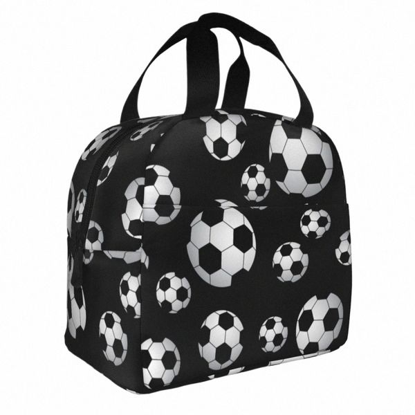 padrão de futebol isolado almoço sacos de alta capacidade bolas de futebol esportes reutilizável saco térmico tote lancheira ao ar livre bolsa de alimentos Y8yH #