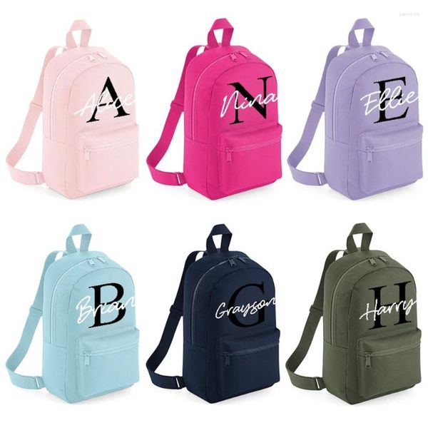 Depolama Çantaları Kişiselleştirilmiş Adı Herhangi Bir İsimle Başlangıç ​​Sırt Çantası- Kız Çocuk Çocukları Çocuklar Prech Sırt Çantası Bag Backpac'a Geri Dön