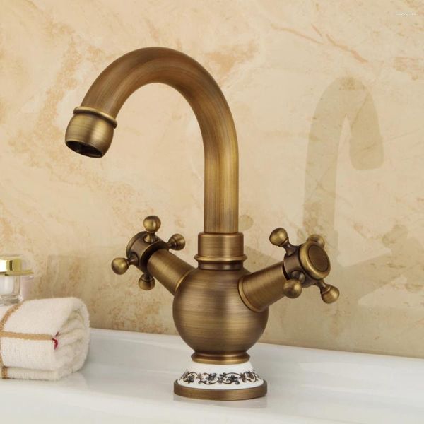 Rubinetti per lavandino del bagno KOLERTH Due maniglie in ceramica Rubinetto per filtro dell'acqua Rubinetto di aspirazione per lavabo monoforo in ottone retrò