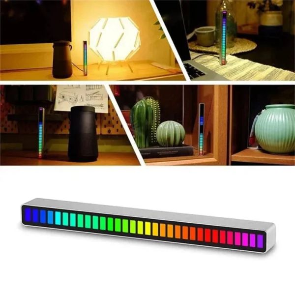 32led Strip Pickup Rhythm Light RGB Tubo colorido som ativado USB Rechagerble Music Music Atmosfera Light Bar Ambient Night Light