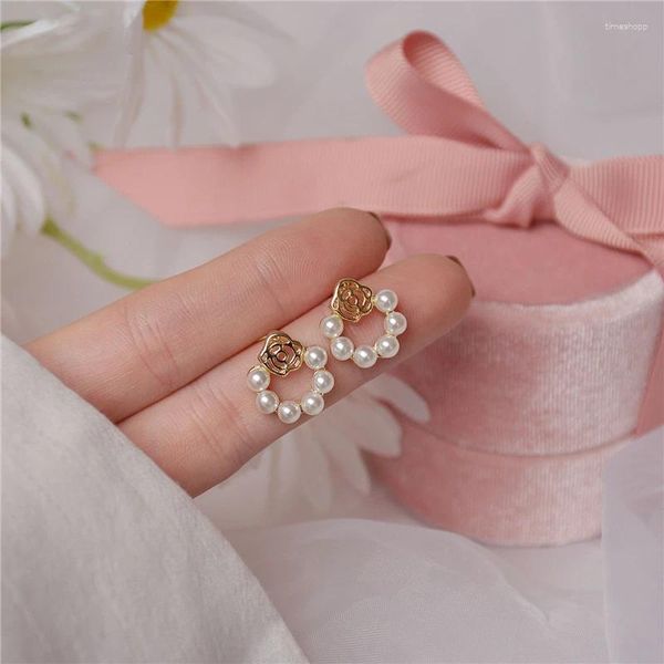 Ohrstecker YIZIZAI Charm Winzige Blumen Für Frauen Luxus Gold Farbe Zirkon Perle Hochzeit Schmuck Anhänger