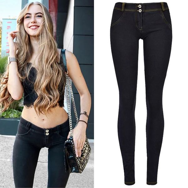 Jeans elasticizzati a vita bassa Pantaloni attillati in denim attillati da donna Leggings push up con natiche Pantaloni a matita aderenti da donna Jeggings aderenti 240315