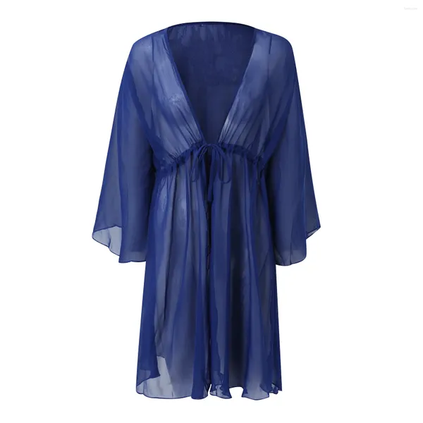 Verão feminino chiffon praia cardigan sheer cobrir roupa de banho blusa longa camisas femininas vestir-se