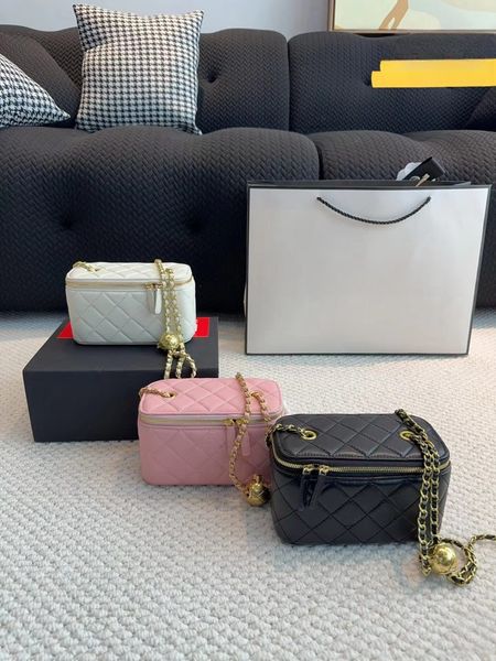 Caixa de maquiagem de bola dourada totes saco mulheres designer bolsas cosméticos sacos de higiene pessoal bolsa de armazenamento cosméticos-agradável saco de maquiagem casos luxo crossbody carteira caixa