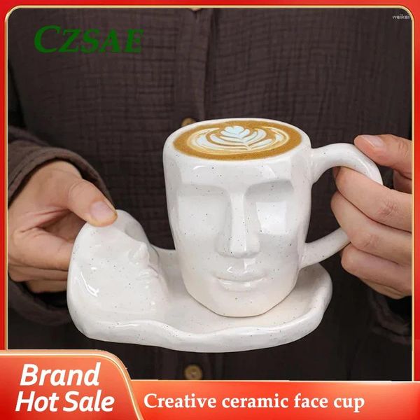 Kupalar yaratıcı seramik yüz bardağı Avrupa tarzı üst düzey ofis kahve el yapımı hediye çift kupa