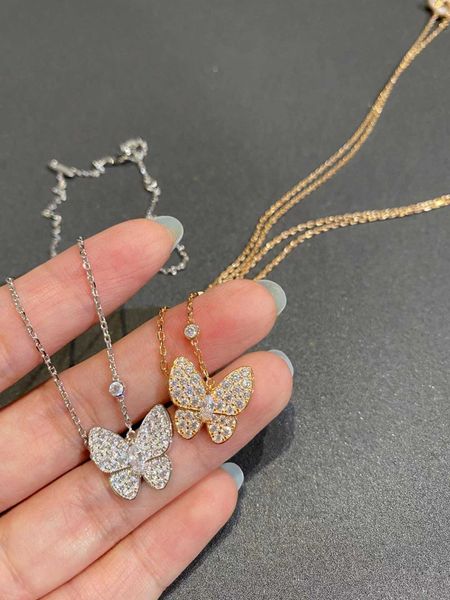 Designer -Charme Van Präzision Edition Full Diamond Horse Eye Butterfly Halskette mit 18 Karat Roségold -Plattierung Knochenkette gerade für Frauen Schmuck