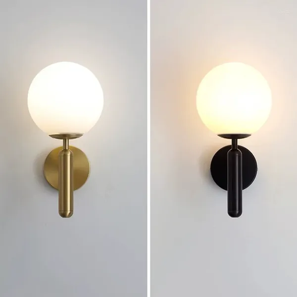 Lampada da parete Nordico moderno per interni Ferro Oro Nero Vetro Soggiorno Camera da letto Comodino Cucina Sala da pranzo Bar Lampada Home Deco