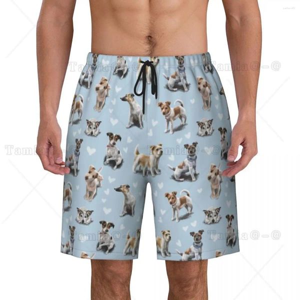 Herren-Shorts, Jack Russell Terrier Puppy Love Board, coole Herren-Strand-Slips, schnell trocknende Badehose für Hunde