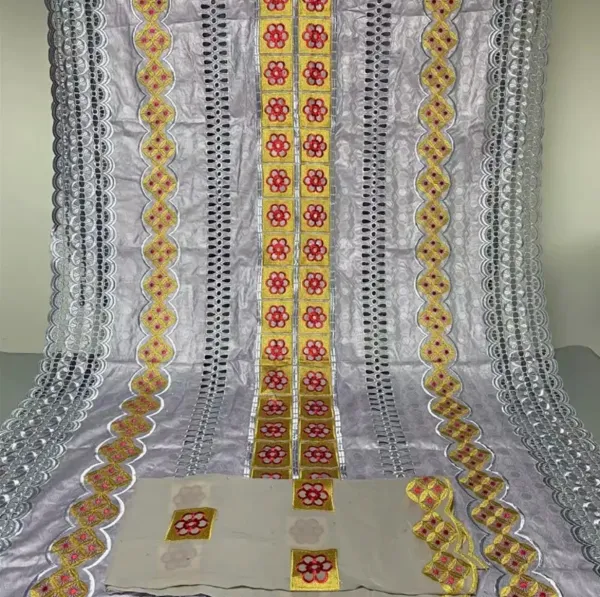 Tecido 2024 mais novo design africano bazin riche tecidos nigeriano bacia brocado popular guiné brocado tecido 7 metros para vestidos de festa