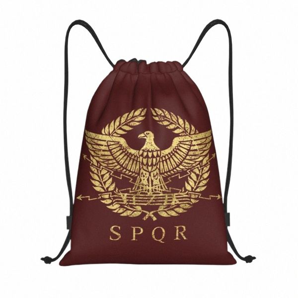 Impero romano Aquila Emblema Zaino con coulisse Donna Uomo Sport Palestra Sackpack Pieghevole Italia Italian Pride Borsa da allenamento Sacco s448 #