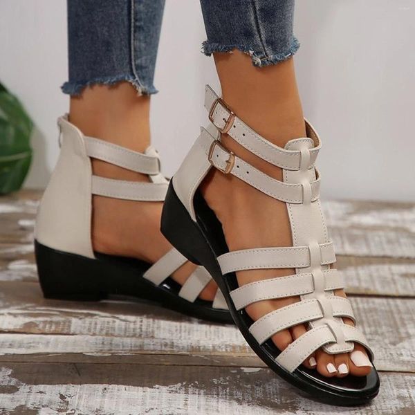 Sandalen Sommer Römische Wohnungen Schuhe Frau 2024 Trend Weiche Sohlen Stil Bequeme Rutschfeste Offene Spitze Null