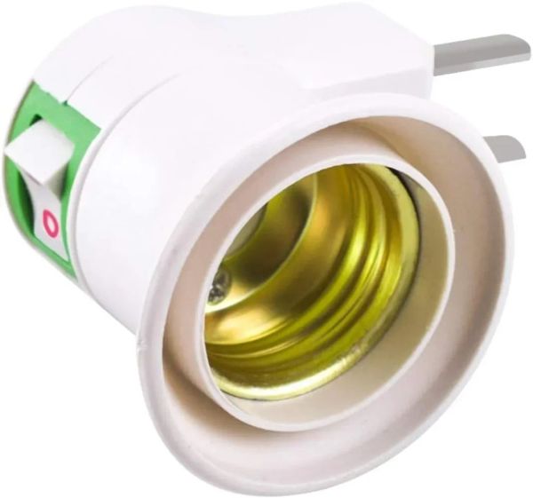 Adattatore per presa lampada E27 con interruttore, bulbi convertitore di uscita a vite standard in plastica per casa