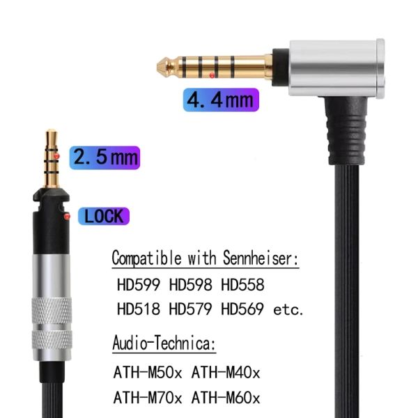 Zubehör 4,4 mm/2,5 mm ausgeglichenes Kabel für HD598/SE HD518 HD558 HD569 579 599 Kopfhörer Kabelverlängerung Kabel -Lärmstündung