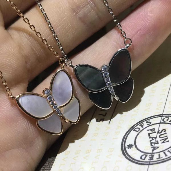 Brand Originalidade Van Fritillaria High Version Butterfly Colar Butterfly V 18K Rose Gold Style Style Chain White Chain Live Broadcast Jewelry