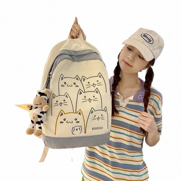 Nette Katze Muster Rucksack Frauen Kawaii High-kapazität FI Weibliche Rucksack Reise Hohe Schule Mädchen Buch Taschen Für Student 2023 i1mt #