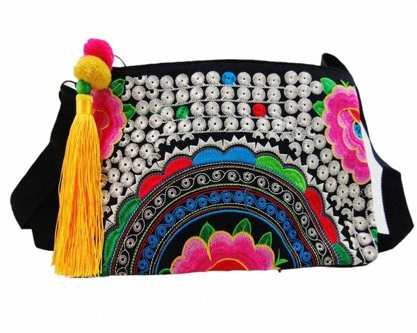 Vintage ethnische Schulter Hobo Hippie Stickerei Floral Cross Body Handtasche Tasche Hmg Tribal Indian Boho handgemachte Wandteppich SYS-452D J62B #