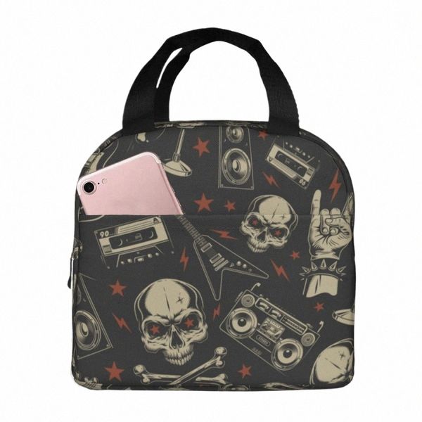 Heavy Metal Skull Lunch Bags Tragbare isolierte Oxford-Kühltasche Thermal Cold Food Picknick-Lunchbox für Frauen Kinder 35ni #