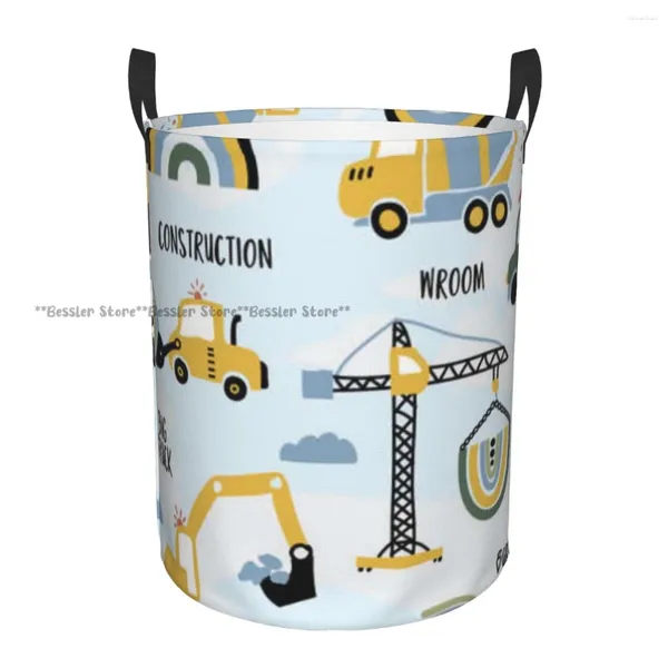 Sacos de lavanderia cesta caminhões de construção pano dobrável roupas sujas brinquedos balde de armazenamento doméstico