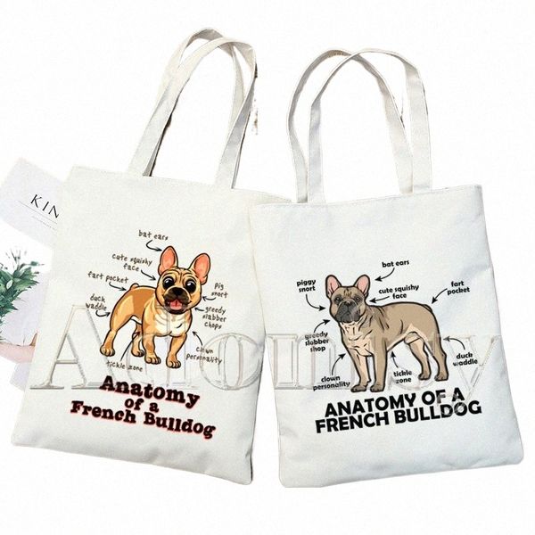 French Bulldog Shop Bag Recycle Bag Reutilizável Tote Bolsas De Tela Bag String Reciclaje Dobrável Sho Sac Toile C1Hj #