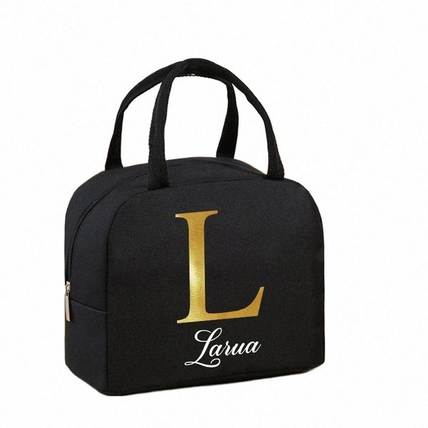 Nome personalizzato Lunch Bag Tote Portatile Scatola isolata Tela Termica Cibo freddo Ctainer Scuola Picnic Uomo Donna Lunchbox da viaggio W7rh #