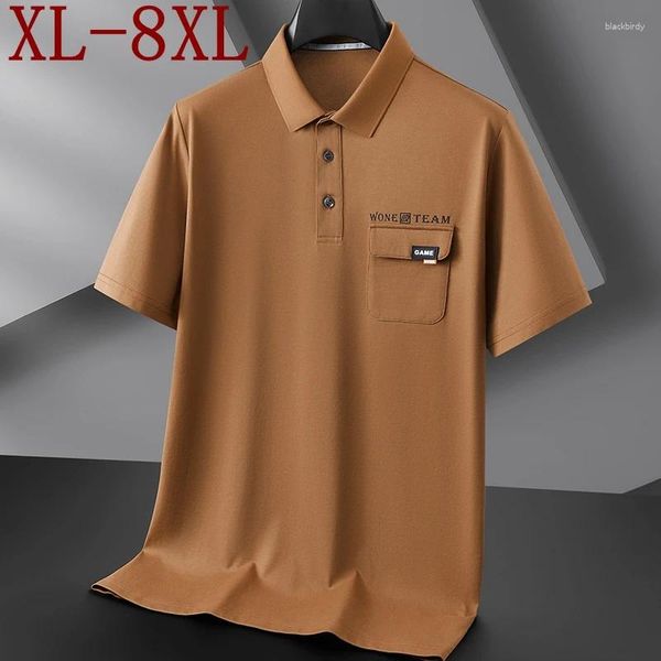 Мужские Polos 8xl 7xl 6xl 2024 Summer High Conte Casual Cotton Polo рубашка мужская рубашка с коротким рукавами.