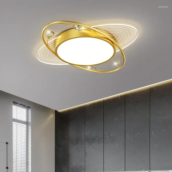Luzes de teto moderna luxo ouro LED montado sala de estar quarto principal estudo lâmpada candelabro interior