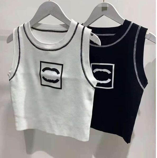 Mit Anagrammen bestickte Damen-Tanks, Camis, Tanktops aus Baumwollmischung, zwei C-Buchstaben, Designer-Röcke, Yoga-Anzug, CC, T-Shirt, Kleid, BH, Weste, Damen, solides Vintage-T-Shirt, Femme 112ess