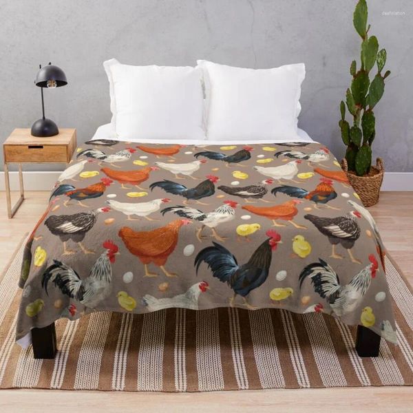 Coperte Coperta termica con motivo pollo colorato per divano da viaggio