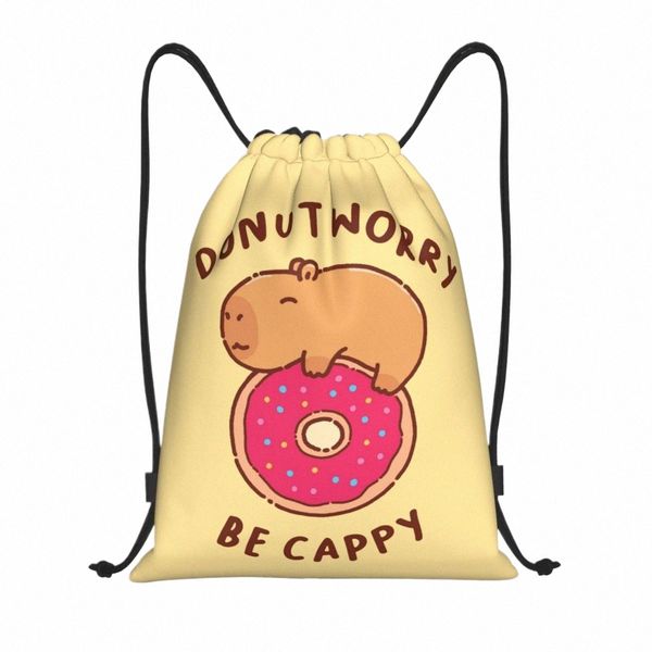 Happy Capybara Backpack Drawstring Bags Sports Gym Bag Resistente à água String Sackpack para malhar T8v4 #