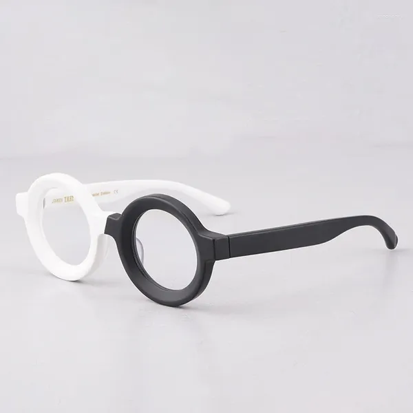 Óculos de sol quadros japonês branco preto marca homens redondo retro designer acetato óculos elegante itália-conceito high street eye wear
