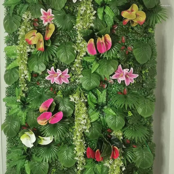 Flores decorativas 40 60cm gramado artificial grama falsa redonda floresta decoração de parede interior casamento fundo lírio