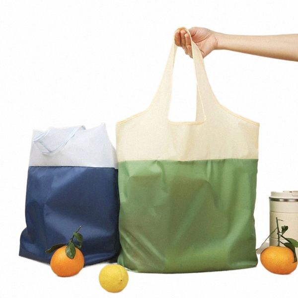 recycelte wasserdichte, umweltfreundliche Einkaufstasche, faltbare Polyester-Tasche, Hand-Leinentasche, Einkaufstaschen, Schulter, wiederverwendbar O3um #