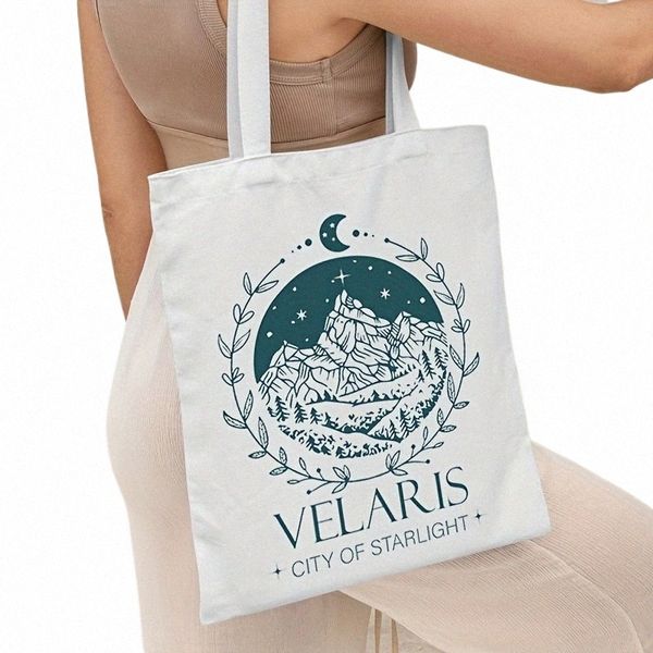 Velaris City of Starlight Pattern Холст Большая Сумка Пляжная Сумка Fi Shop Сумка Высокое Качество Сумки Для Супермаркетов G4TI #