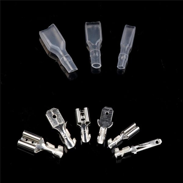 200pcs /50Set Spade-Crimp-Klemmen Weibliche männliche Drahtanschlüsse, geeignet für 22-16 AWG 0,5 mmm2-1,5 mm2 2,8 mm 6,3 mm 4,8 mm