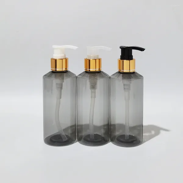 Garrafas de armazenamento 30pcs 200ml garrafa pet cinzenta vazia com bomba de ouro para dispensador de sabão líquido recarregável shampoo chuveiro gel recipiente cosmético