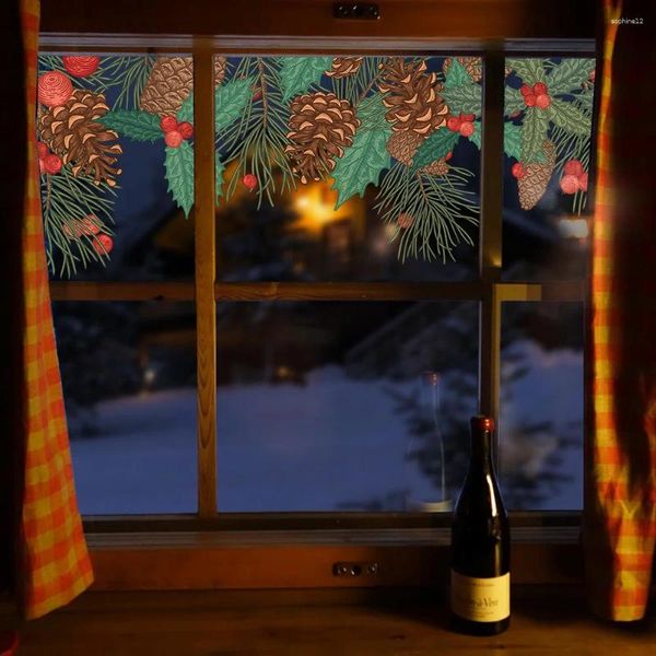 Chzmade Weihnachts-Ananas-farbiger Fensteraufkleber, Papier, Sonnenblende, statisches Glas, PVC, kollisionssicheres Glas, Heimdekoration, Geschenkpapier
