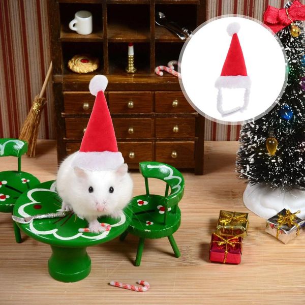 Abbigliamento per cani Cappello natalizio per criceto Babbo Natale Piccolo costume Abiti Copricapo Accessori per capelli Gerbil Guinea-