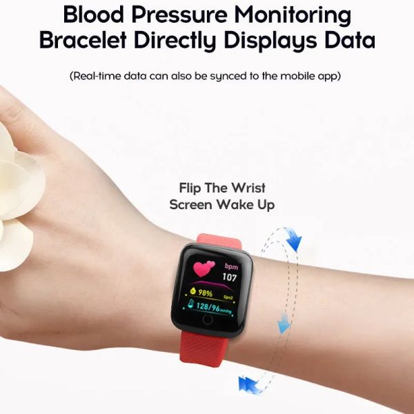 NUOVO 116 Plus Smart Watch Schermata Coperta cardiaca Monitoraggio del monitoraggio della pressione del sangue Bracciale impermeabile per iOS Android